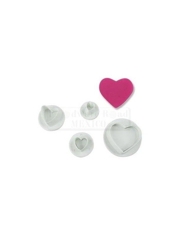 Cortador Fondant Corazón Eyector 4 Pzs