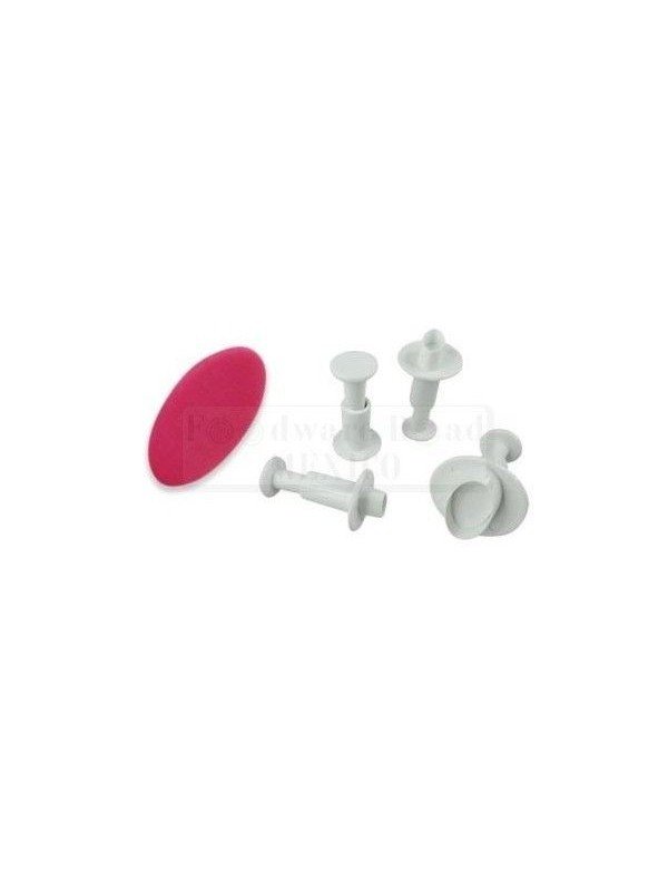 Cortador Fondant  Óvalo Expulsor 4 Pzs Medidas: .5, 1, 1.5 y 2.5cm