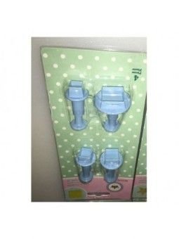 Cortador Fondant Cuadros Eyector 4 Pz 1.8, 1.5, 1.3 y 1cm