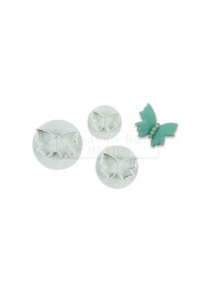 Cortador Fondant Mariposa Eyector 3 Pzs: 7, 3 y 5 cm