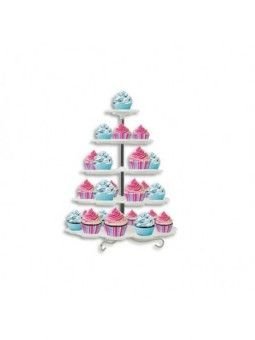 Exhibidor de 26 Pastelitos 5 Niveles Blanca Plástico