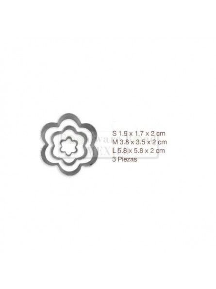 Cortadores Fondant Flores 3 Pzs 6, 4 y 2cm Acero Inoxidable