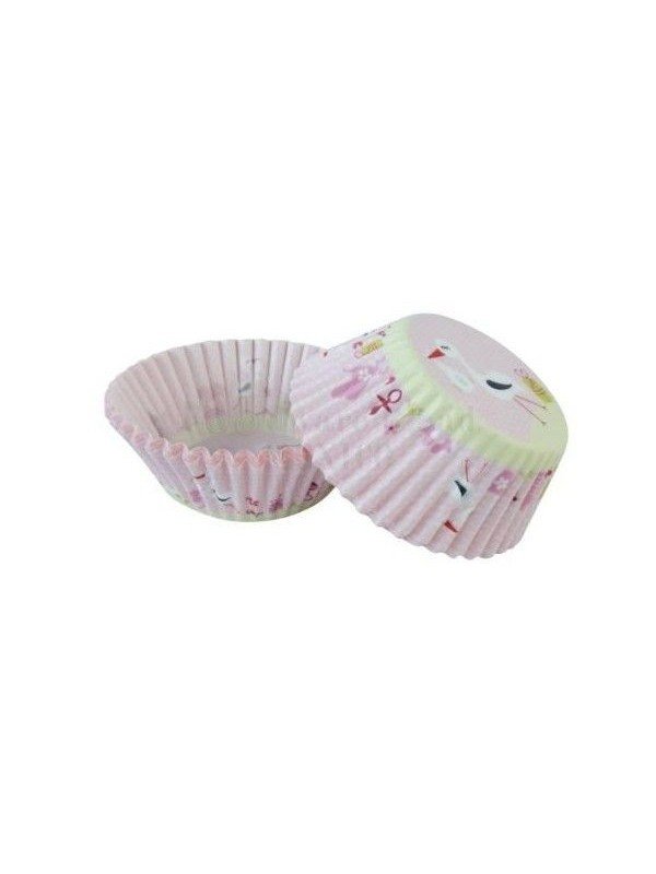 Capacillo Cigueña Rosa Baby Shower Tamaño Estándar Ø5.5 Base 100 Pz