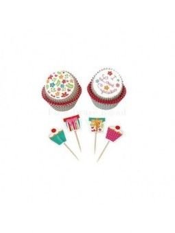 Kit Decorativo I Love Cupcakes 48 Pz