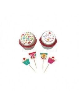 Kit Decorativo I Love Cupcakes 48 Pz