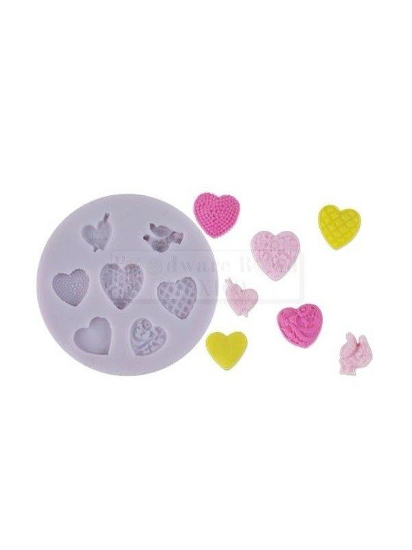 Molde De Silicón Fondant Corazones y Palomitos Ø9cm