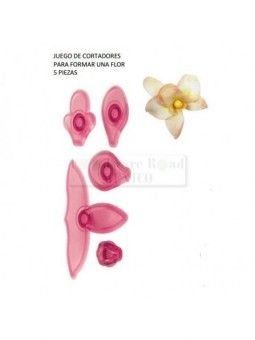 Cortador Fondant Orquídea 5 Pzs Plástico 7 cm