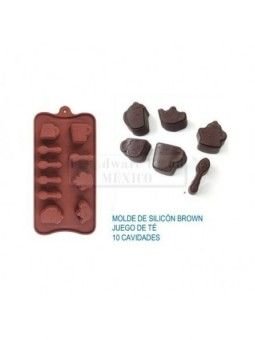 Molde De Silicón Para Chocolate Tazas De Té 10 Cav 22x10.5cm