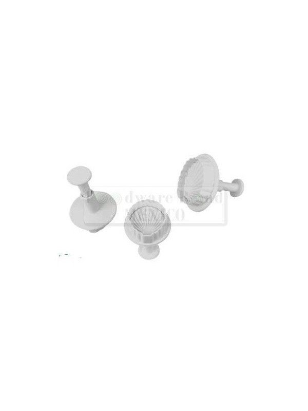 Cortador Fondant Conchas De Mar Eyector 4, 3 y 2.5cm 3 Pzs