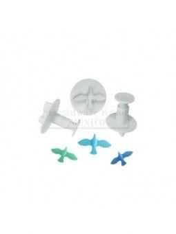 Cortador Fondant Palomas Eyector 3Pzs Ancho Alas: 5, 4 y 3.5cm