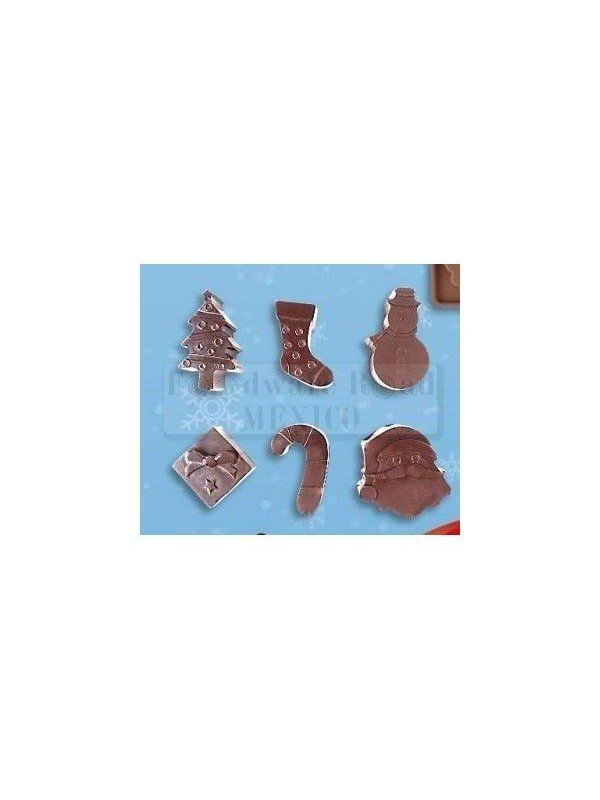 Molde Para Chocolate De Silicón Navidad: Pino, Bota, Santa y Bastón