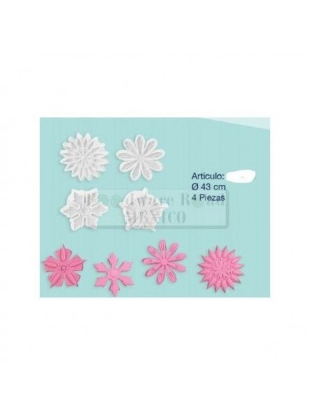 Cortador Fondant Flores 4 Pzs 4.3cm Plástico