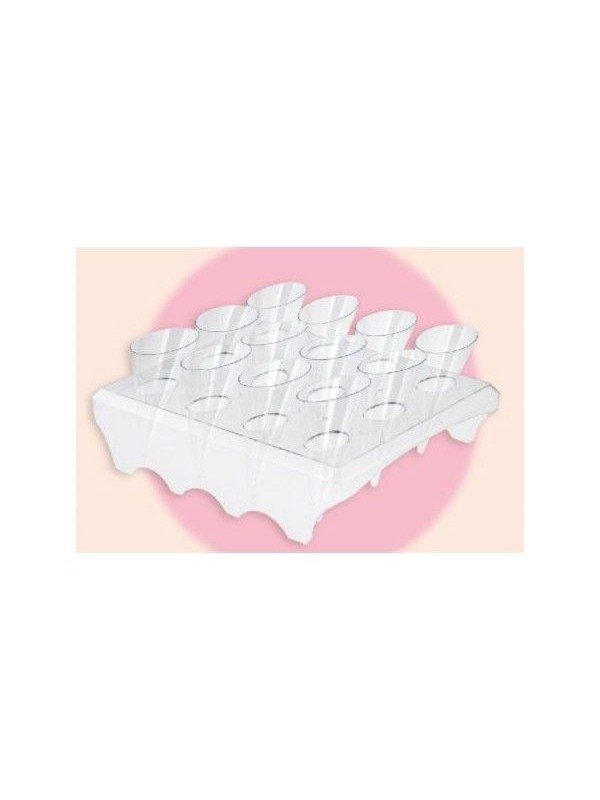 Exhibidor De Conos Para Banquetes Plástico 24 Conos y 2 Bases 45ml
