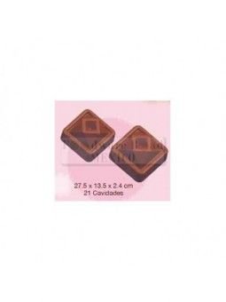 Molde Para Chocolate Policarbonato Cuadro Piramide 21 Cav 27X13Cm