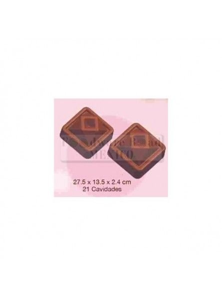 Molde Para Chocolate Policarbonato Cuadro Piramide 21 Cav 27X13Cm