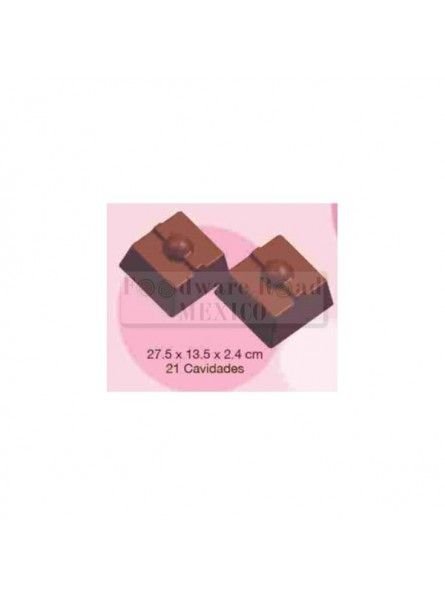 Molde Para Chocolate Policarbonato Cuadro Punto 21 Cav 27X13 Cm