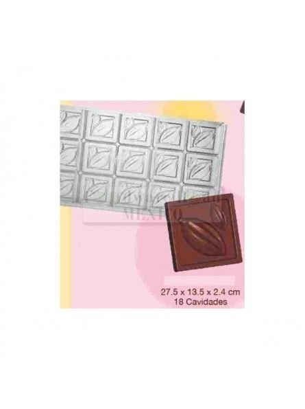 Molde Para Chocolate Policarbonato Cuadro Cacao 18 Cav 27X13 Cm