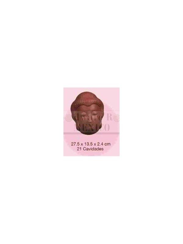 Molde Para Chocolate Policarbonato Cabeza Buda 21 Cav 27X13 Cm