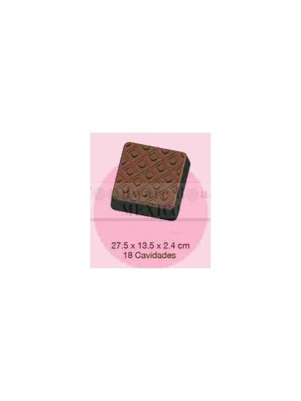 Molde Para Chocolate Policarbonato Cuadro Diamantes 18 Cav27X13Cm