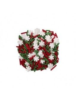 Bote 100 Grms Mezcla Granillo Y Copos De Nieve Confeti Comestible Importado Usa