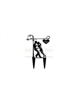 Cake Topper Adorno Novios Bajo Farol Negro