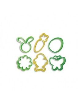 Cortadores Galleta Pascua: Conejo, Zanahoria, Huevo, Flor, Mariposa Y Pollito 6 Pzs