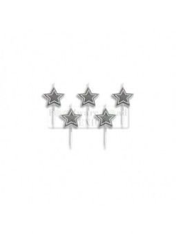 Vela Palillo Estrella Plata 5 Pz