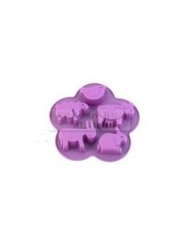 Molde De Silicón Para Hornear Animalitos Granja 5 Cav 17X16X2Cm
