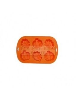 Molde De Silicón Para Hornear Hoja Otoño Calabaza 6 Cav 25X17Cm