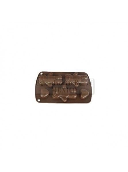 Molde De Silicón Para Hornear Ositos Corazon 5 Cav 21X13X1 Cm