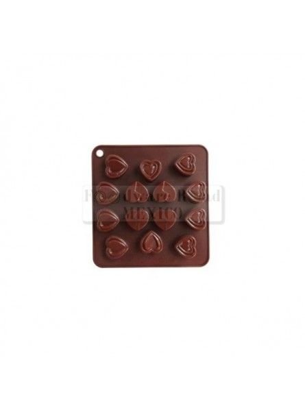 Molde De Silicón Para Chocolate Corazones 17X17X2 Cm 14 Cav
