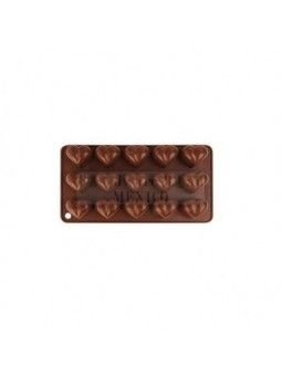Molde De Silicón Para Chocolate Corazones 15 Cav 20X10.5X2 Cm