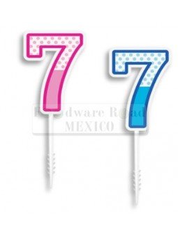 Vela Alegria De Numero Palillo Mini No. 7 Mitad Dots