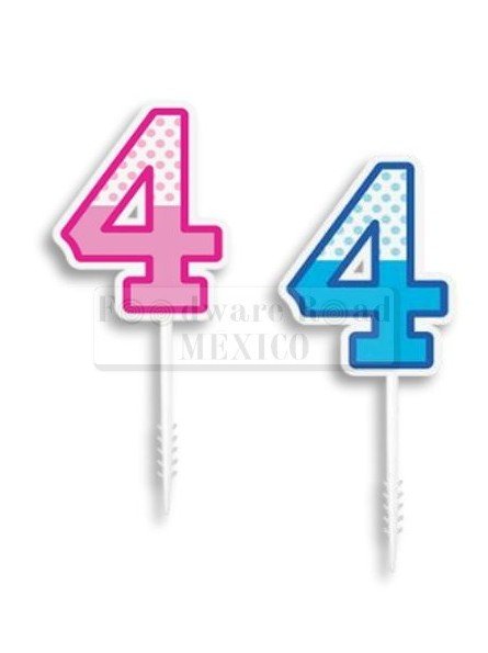 Vela Alegria De Numero Palillo Mini No. 4 Mitad Dots Vela Alegria De Numero Palillo Mini No. 4 Mitad Dots