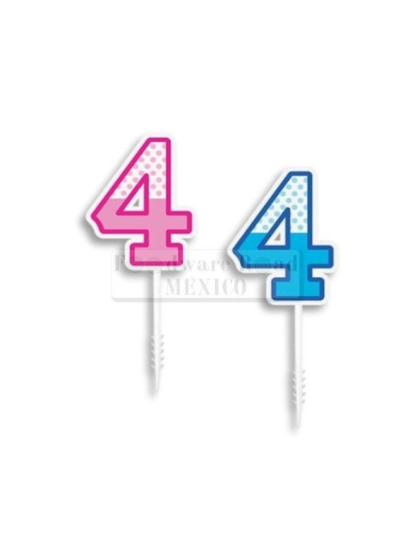 Vela Alegria De Numero Palillo Mini No. 4 Mitad Dots Vela Alegria De Numero Palillo Mini No. 4 Mitad Dots