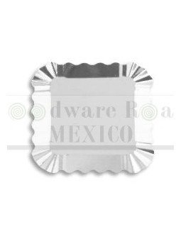 Plato Cartón Cuadrado Plata 9X9Cm 12Pz