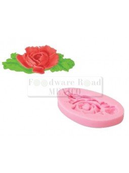 Molde Fondant Silicón Rosa Con Hojas 7X4X1.3 Cm