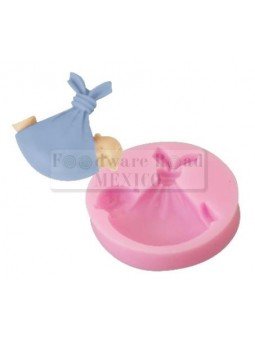 Molde Fondant Silicón Bebe Con Cobija Ø6cm