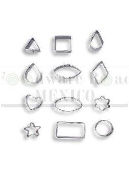 Cortadores Fondant Figuras Geométricas 2 cm 12 Pzs Acero Inoxidable