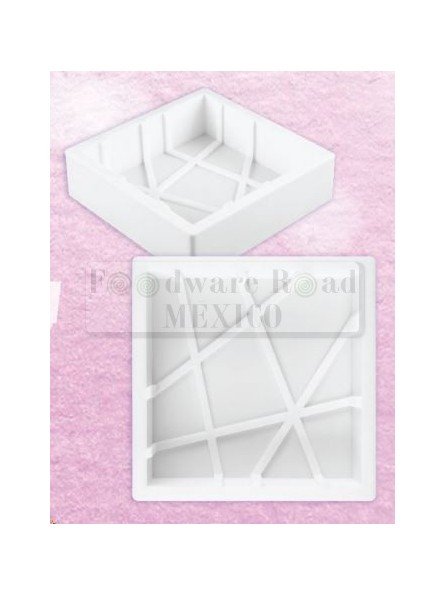 Molde De Silicón Cuadrado Con Rayas Elegantes 19.5X19.5X5 Cm