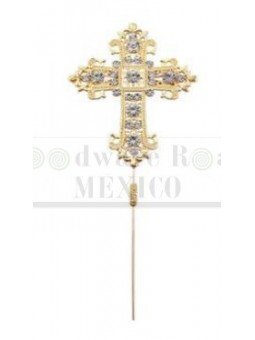 Decoración Pastel Metal Cruz Dorada