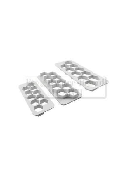 Juego Cortador Fondant Plástico Placa Hexagonos 3 Pz