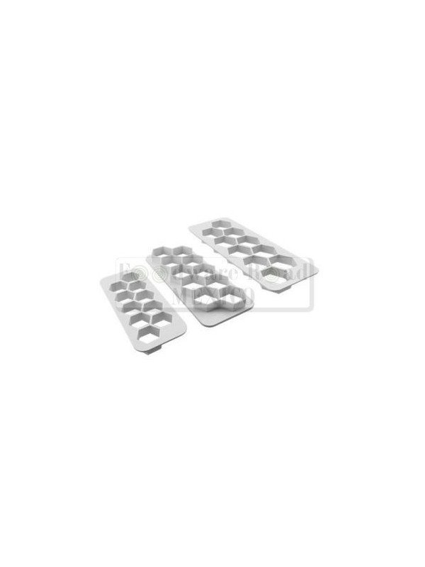 Juego Cortador Fondant Plástico Placa Hexagonos 3 Pz