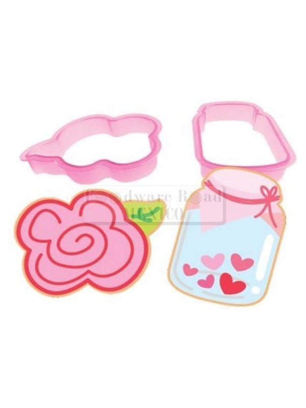 CORTADOR GALLETA ROSA CONTENEDOR 2PZ