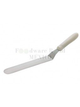 Espátula Pastelera Angular de Acero Inoxidable Con Mango De Plástico Blanco