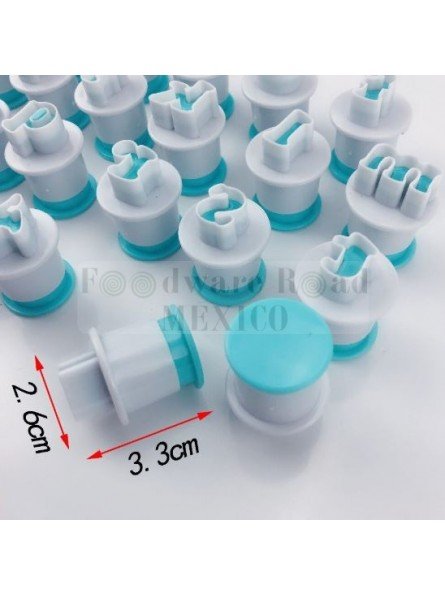 Cortadores Fondant Alfabeto Minúsculas 26 Pzs Con Eyector