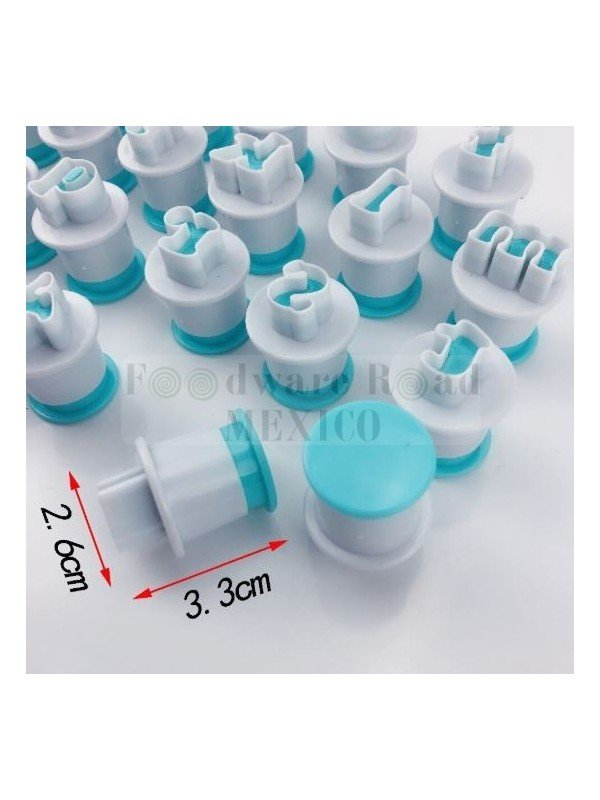 Cortadores Fondant Alfabeto Minúsculas 26 Pzs Con Eyector