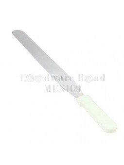 Espátula Pastelera Recta de Acero Inoxidable Con Mango De Plástico Blanco