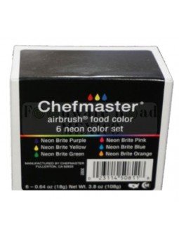 Colores Para Aerógrafo Neon Para Alimentos 6 Pz 0.64Oz 18G Cada Bote