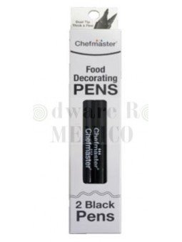 Plumones Para Alimentos Negro 2Pz Doble Punta